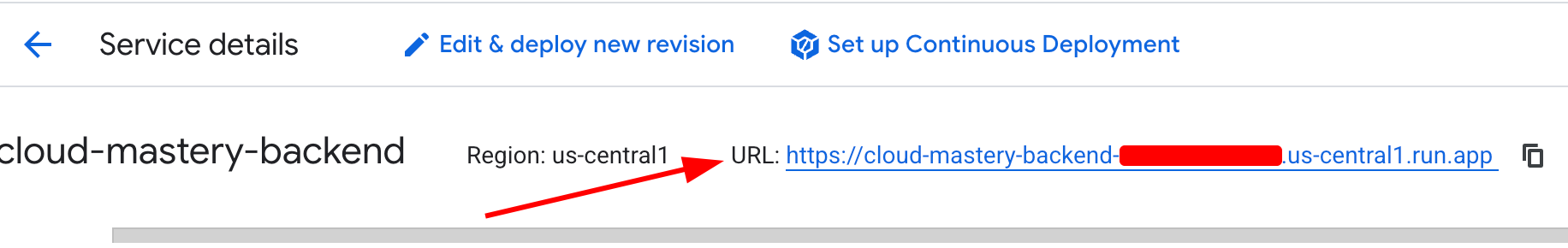 Copy Backend Cloud Run URL