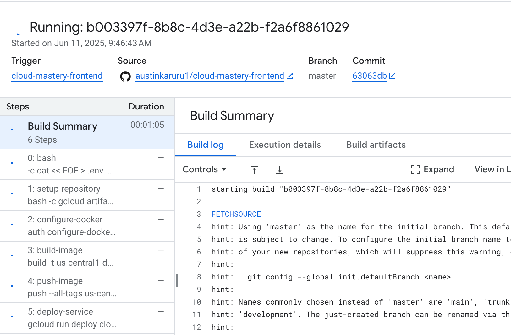 Frontend Build History
