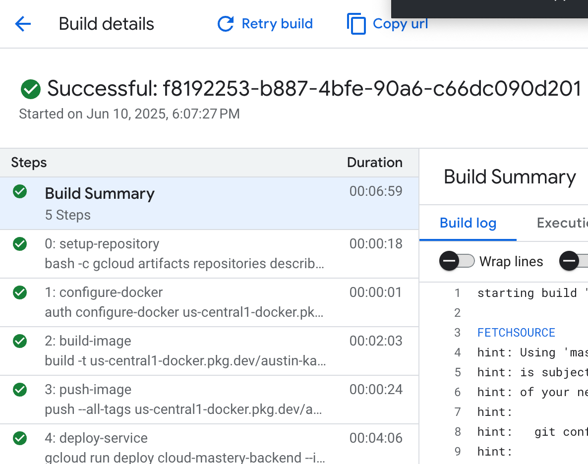 Cloud Build Successful