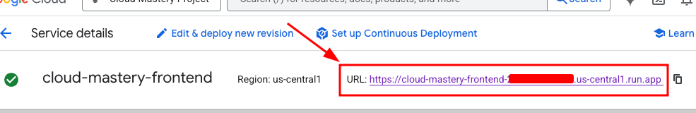 Accessing the Frontend URL