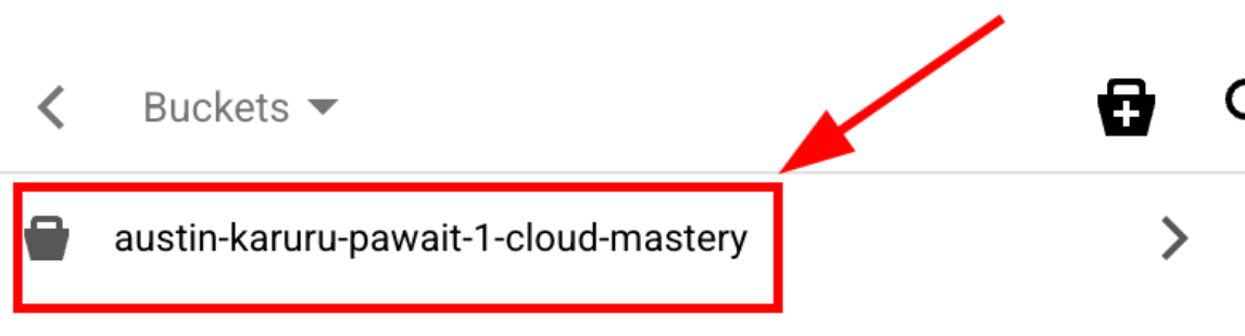 Select the cloud-mastery bucket