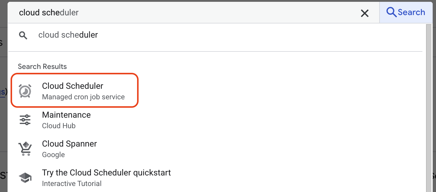 Search for Cloud Scheduler