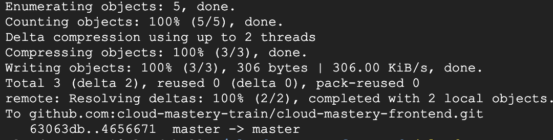 successful push to frontend repo
