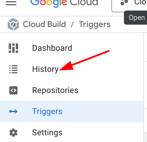 Cloud Build History
