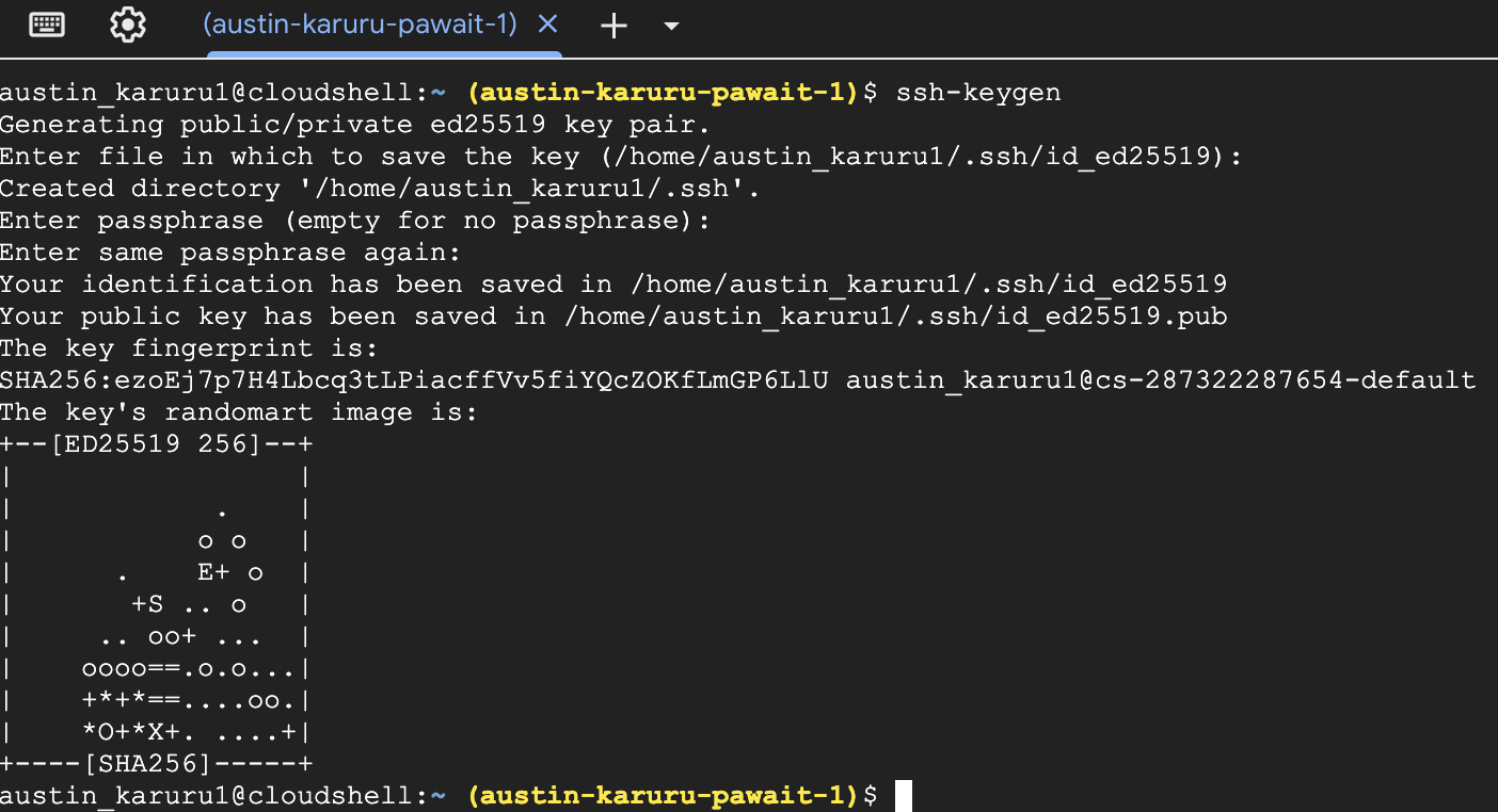 Generate SSH Key in Cloud Shell