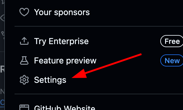 Select GitHub Settings