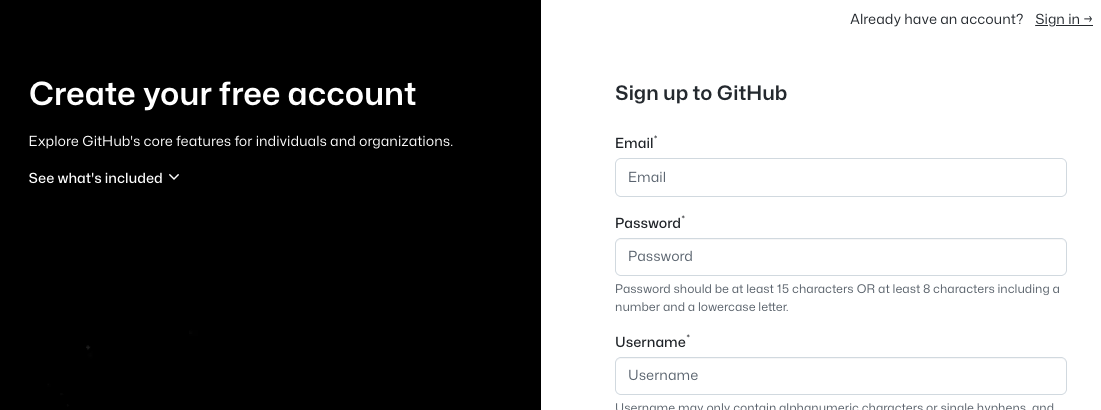 GitHub Signup Page