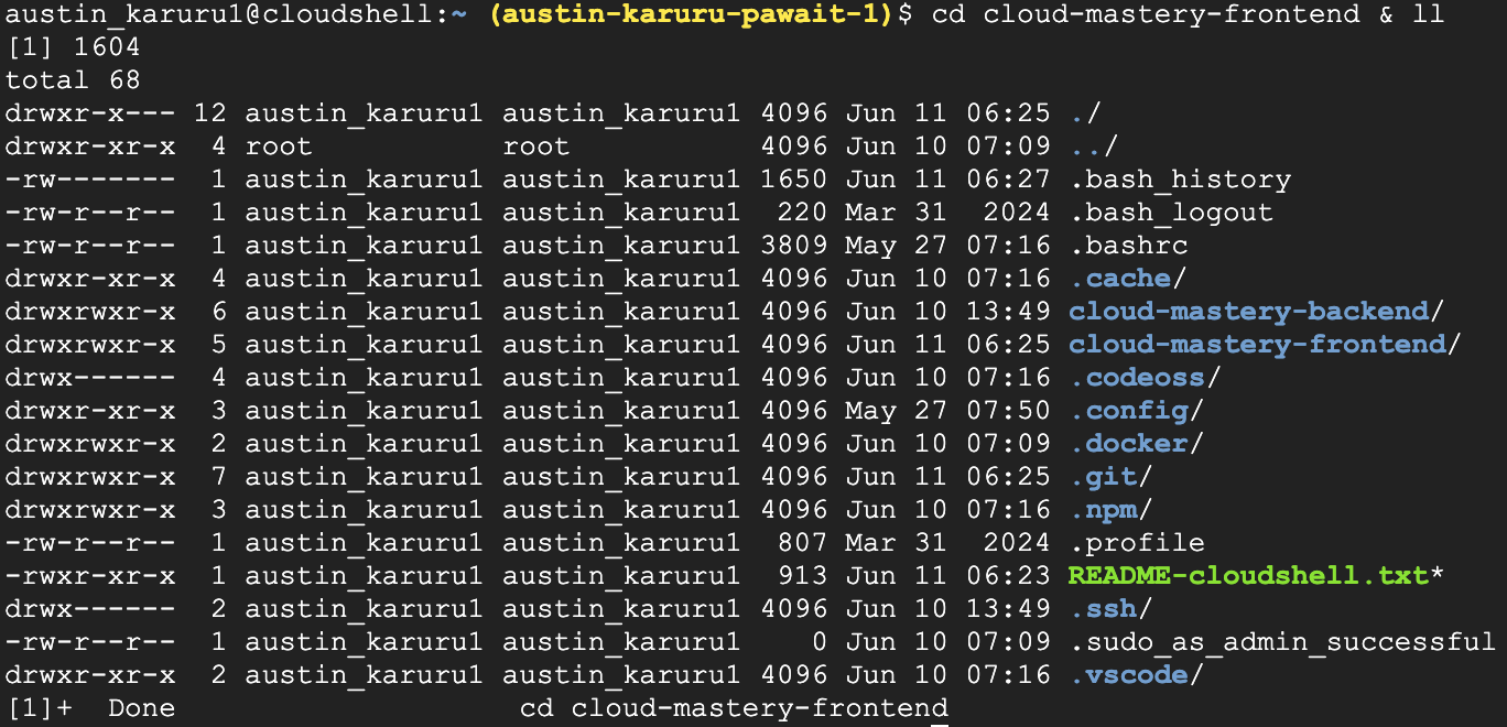 List contents of Cloud Mastery Frontend
