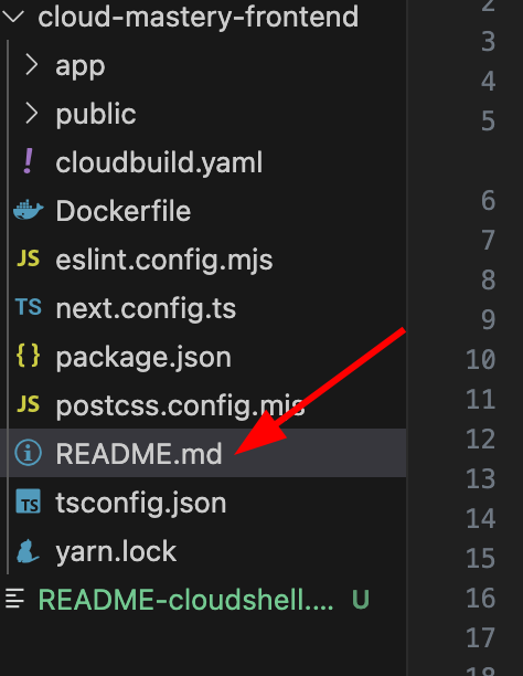 Select readme under frontend folder