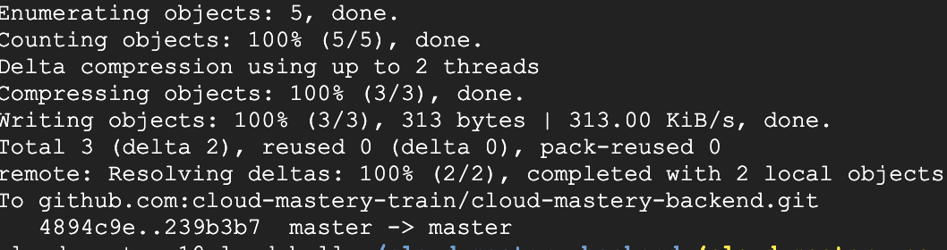 successful push to backend repo