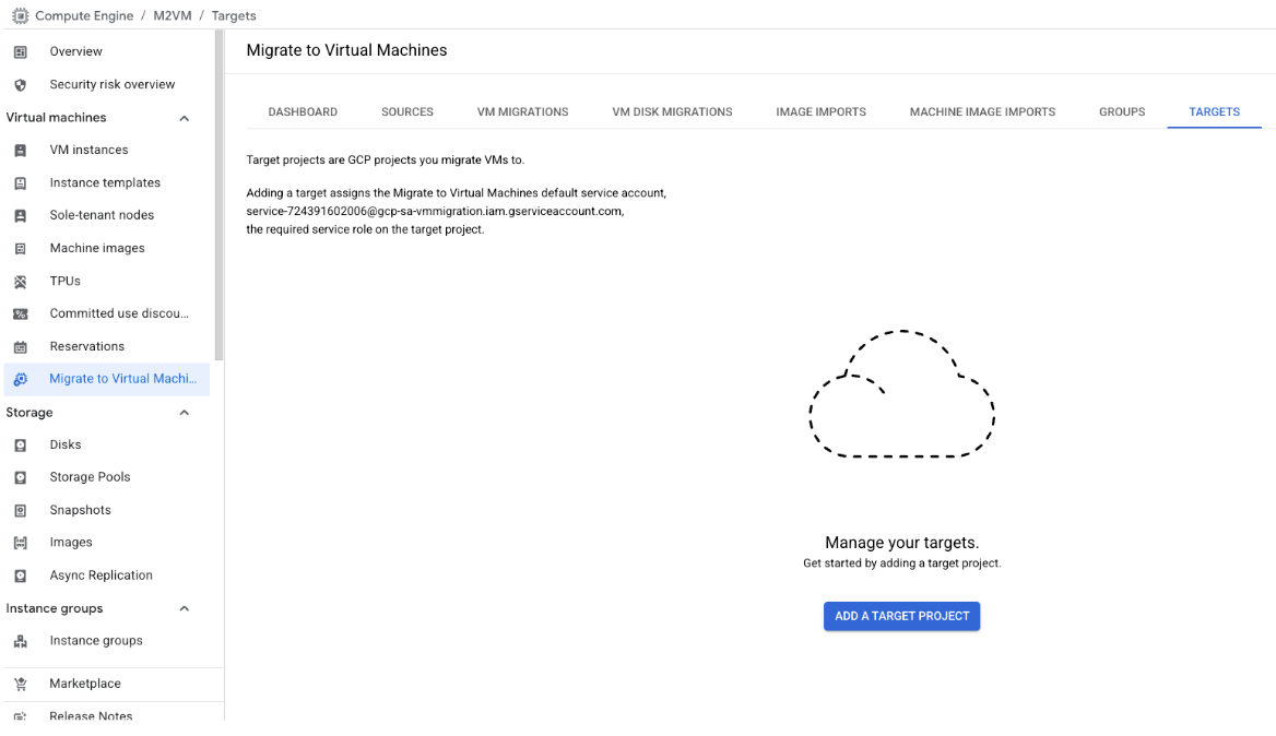 Navigate to Add Targets in MTVE