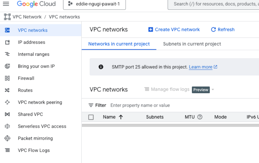 Create VPC Network